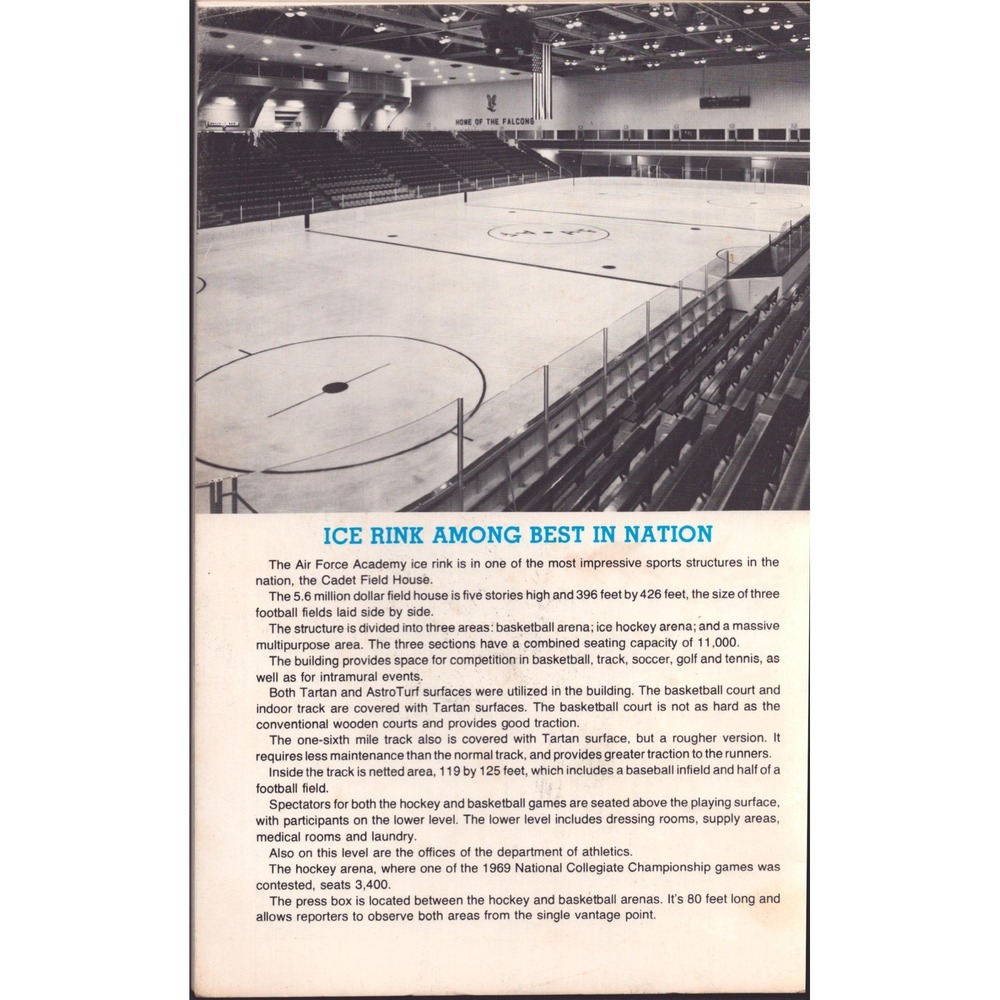 1977-78 Air Force Academy Falcons Ice Hockey Program Cadet Field House CO - Picture 2 of 3